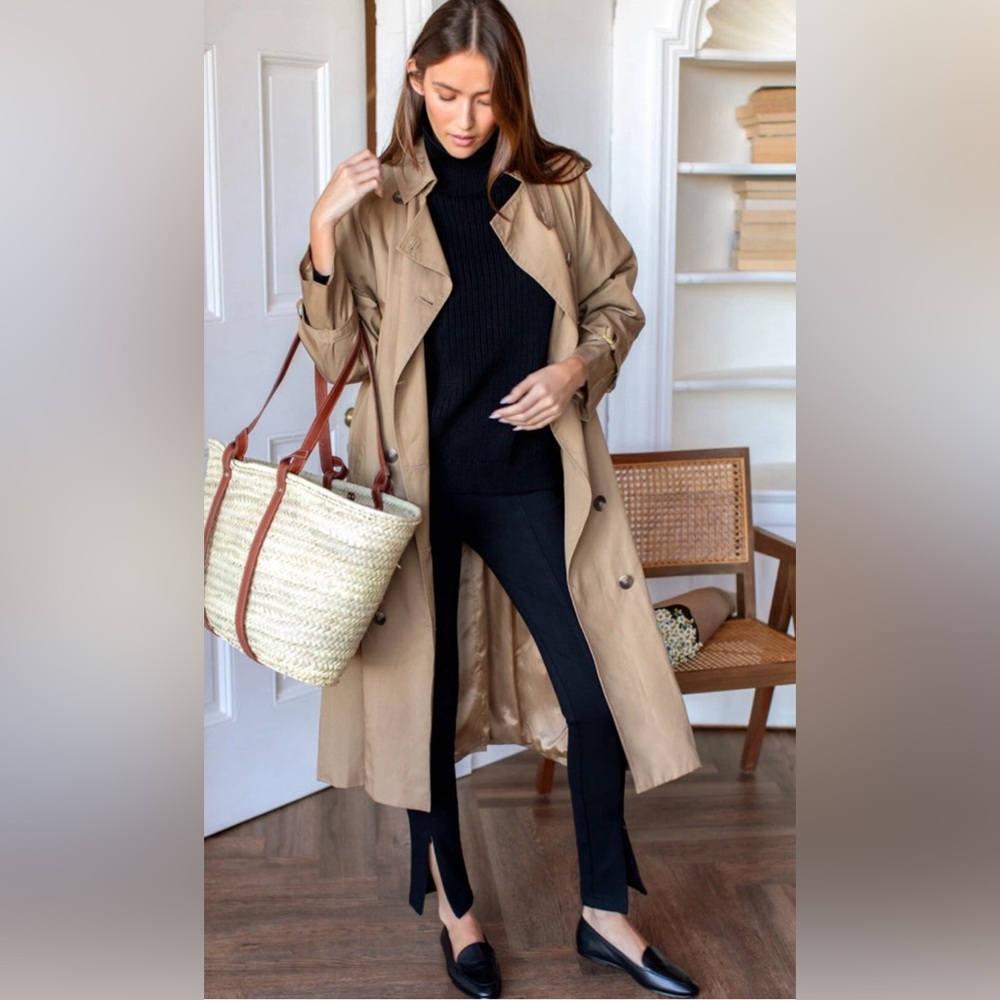 NWT Emerson Fry Layering Trench Coat Camel Double Breasted Organic Cotton XXS